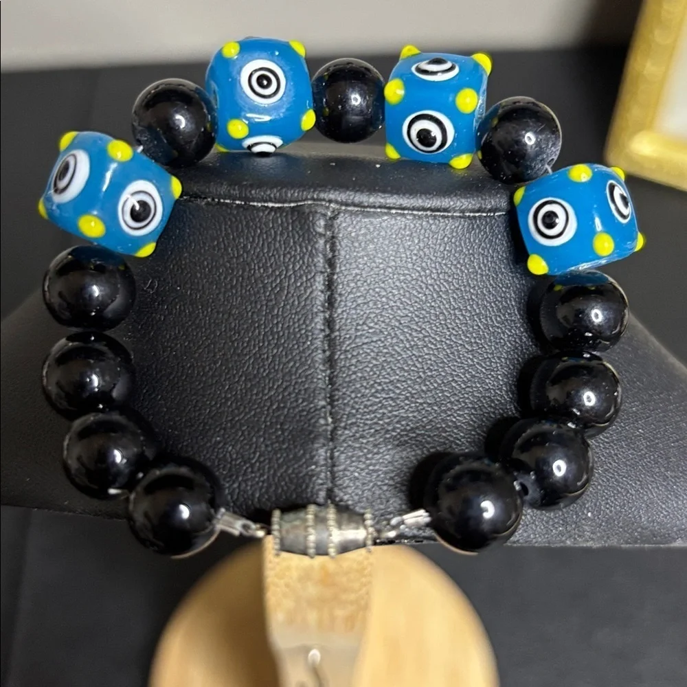 Multi Color Glass Bead Bracelet Link Art